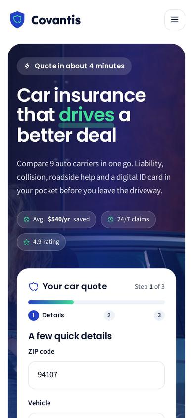 Covantis on mobile